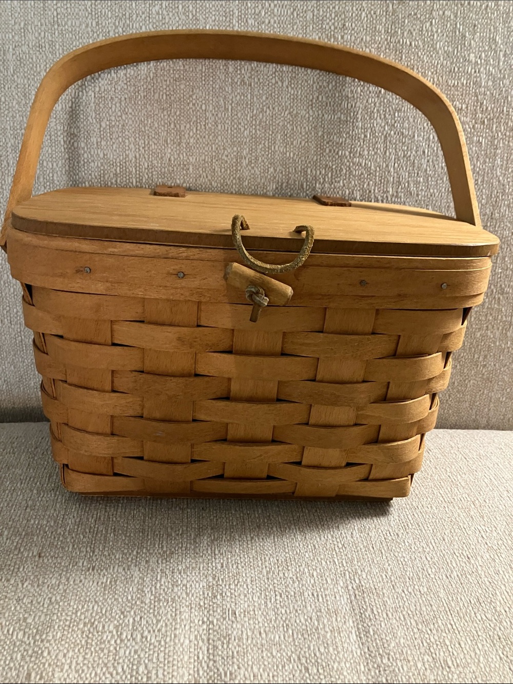 Longaberger Natural Brown Woven Purse Basket with Handle